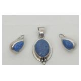 Vintage sterling silver pendant & earrings 17 g