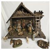Wood nativity set partial figurines