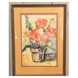 Framed watercolor signed by Jane Shank
