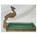 Art Deco style brass and green glass tray