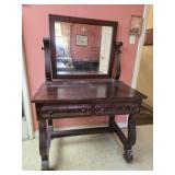 Antique 2 drawer vanity table w mirror UPSTAIRS