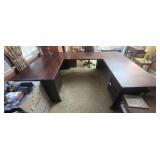 U Shaped metal and faux wood desk UPSTAIRS