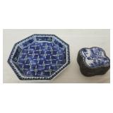 Vtg trinket plate & trinket box