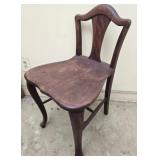 Dark wood queen ann childrens chair