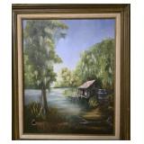 Framed painting on canvas signed by artist