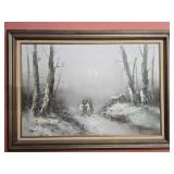 Framed oil on canvas western painting