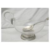 Crystal sauce creamer w sterling silver base