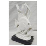 Vintage white porcelain figurine of an angelfish