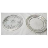 2 sterling silver RIMMED crystal glass catchall