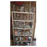 Metal Rack Full of Glass Vases Canisters & Paint