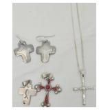 Lot of Sterling Cross Pendants & Earrings 11 g