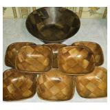9 pcs of Wooden Salad Bowl & Small Bowls