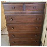 5 drawer wood chest of drawers UPSTAIRS