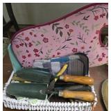 Basket with gardening supplies