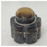 Sterling silver trinket w gemstone lid 9g