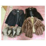 Lot of 4 Ladies Fur Shaws & Fur coats large size
