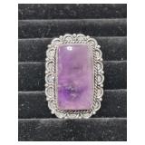 Amethyst Stone German Silver ring size 7