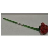 Single blown glass red rose