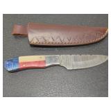Hand made Damascus steel knife with sheath