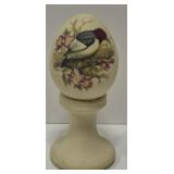 Vintage porcelain bisque egg & pedestal stand