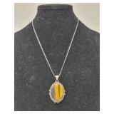 Tiger Eye pendant with German Silver chain