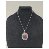 Rainbow Solar pendant with German Silver chain
