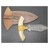 Hand made Damascus steel knife with sheath