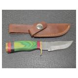 Hand made Damascus steel knife with sheath