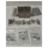 Lot of 12 chrome hinges and 3 crystal knobs