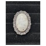 Rainbow Moon Stone German Silver ring size 6