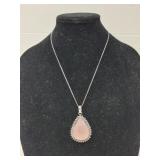 Rose Quartz pendant with German Silver chain