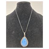 Blue Onyx pendant with German Silver chain