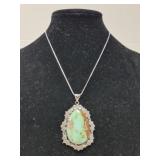Chrysoprase pendant with German Silver chain