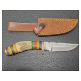Hand made Damascus steel knife with sheath