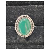 Green Onyx Stone German Silver ring size 8
