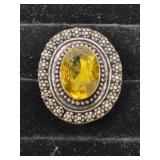 Citrine Stone German Silver ring size 7