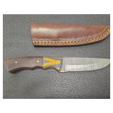 Hand made Damascus steel knife with sheath