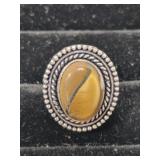 Tiger Eye  Stone German Silver ring size 8