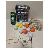 Lot of golfing supplies