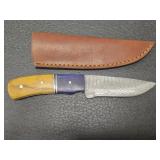 Hand made Damascus steel knife with sheath