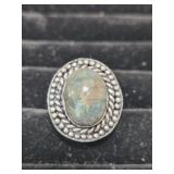 Labarodorite Stone German Silver ring size 9