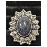 Black Onyx Stone German Silver ring size 9