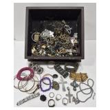 Box of costume jewelry *AS IS