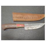 Hand made Damascus steel knife with sheath