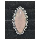 Rose Quartz Stone German Silver ring size 9