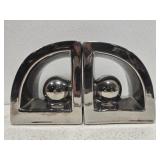 Pair of silver color ceramic book ends