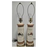 Pair of porcelain lamps