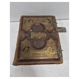 Antique leather-bound family Holy Bible