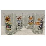Lot of 6 Golden Flake glass mugs