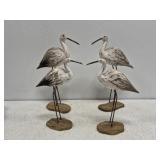 hand-carved wooden shorebird figurines